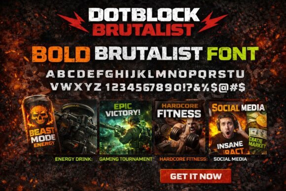 Dot Block Brutalist Font